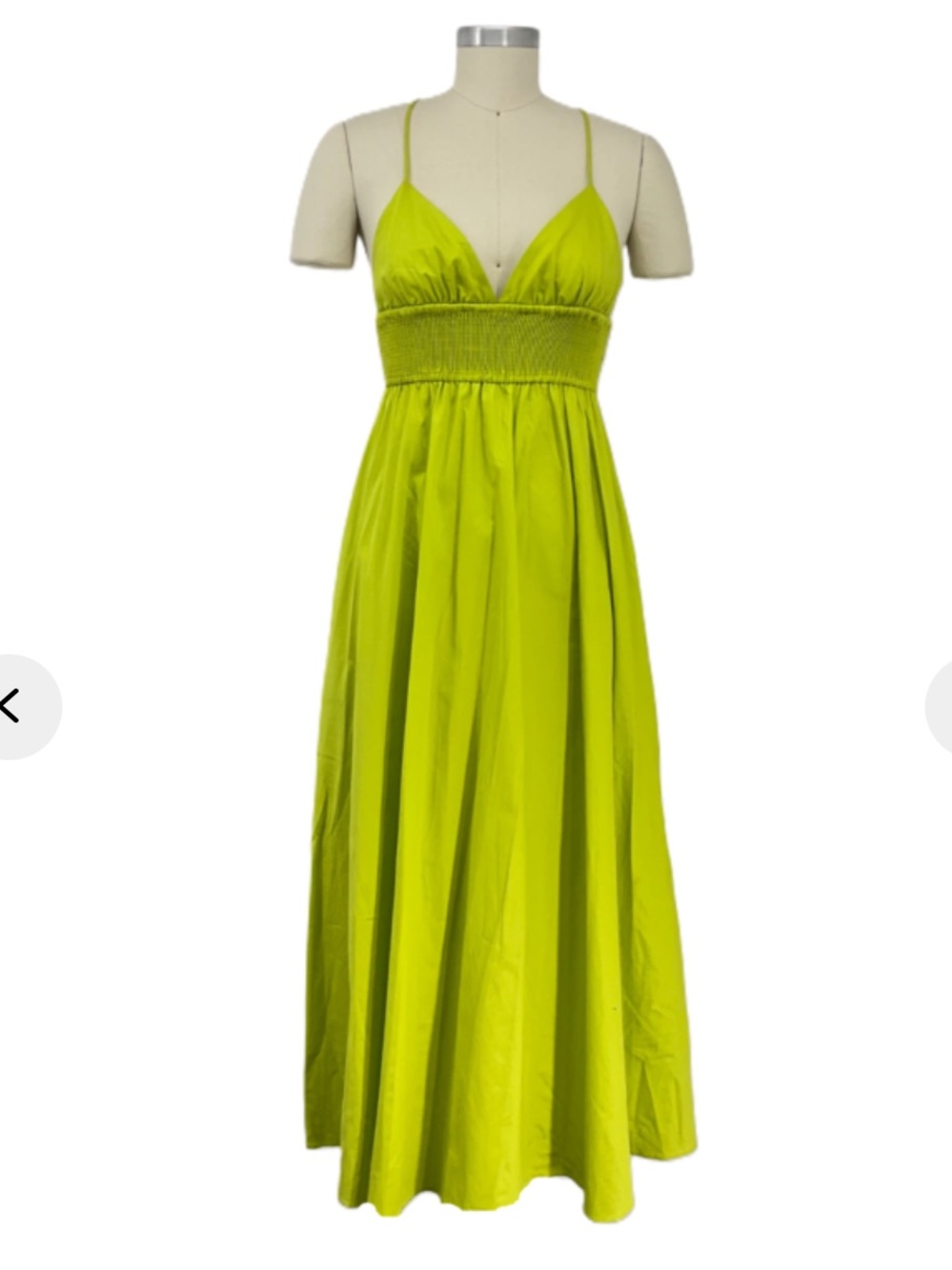 NWT Zara Neon Green V-Neck Poplin Maxi Dress - Picture 8 of 10